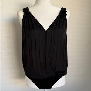 PAIGE Black Sleeveless V-Neck Wrap Bodysuit